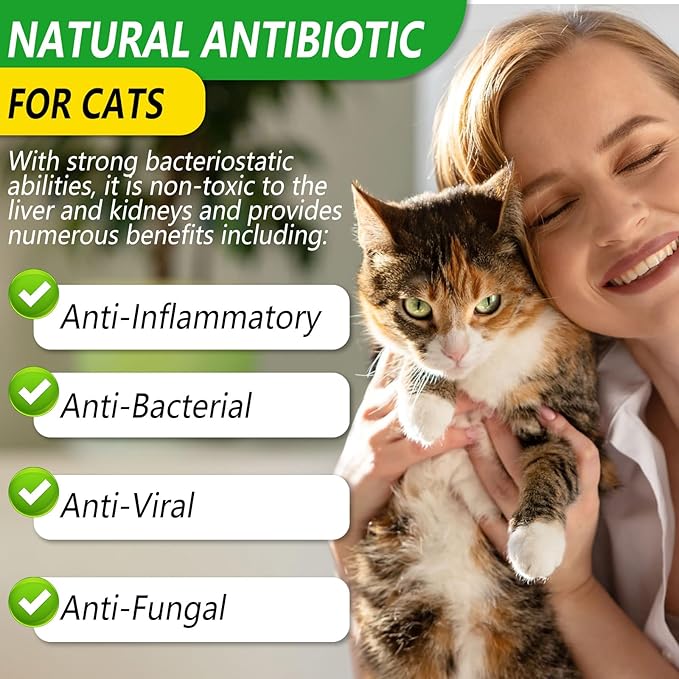 2PACK Antibiotics for Cats, Cat Antibiotics for Injections, Natural Cat antibiotic for Immune & Allergy Relief, Cough Relief, Yeast Injection, UTI Treatments, Cats Antibiotic Supplement Drops, 2*60ML