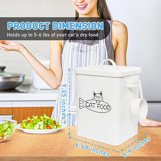 Dog and Cat Food Storage Container, Farmhouse Pet Food Containers with Lid and Dry Food Scoop, Durable Airtight Great Gift for Pet Owners