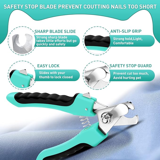 Pet Brush Kit for Grooming, Dog Self-Cleaning Slicker Brush + Nail Clippers Set for Shedding Long Short Haired Cats. Removes Loose Fur, Undercoat, Mats, Tangled for Most Hair Types & Size