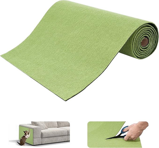 Uranshin Trimmable Cat Scratch Mat pad Self-Adhesive Cat Scratching Post Carpet Covered 78.7"x15.8" Cat Tree Shelves Replacement Parts cat Furniture Protector for Couch Wall (Fruit Green)