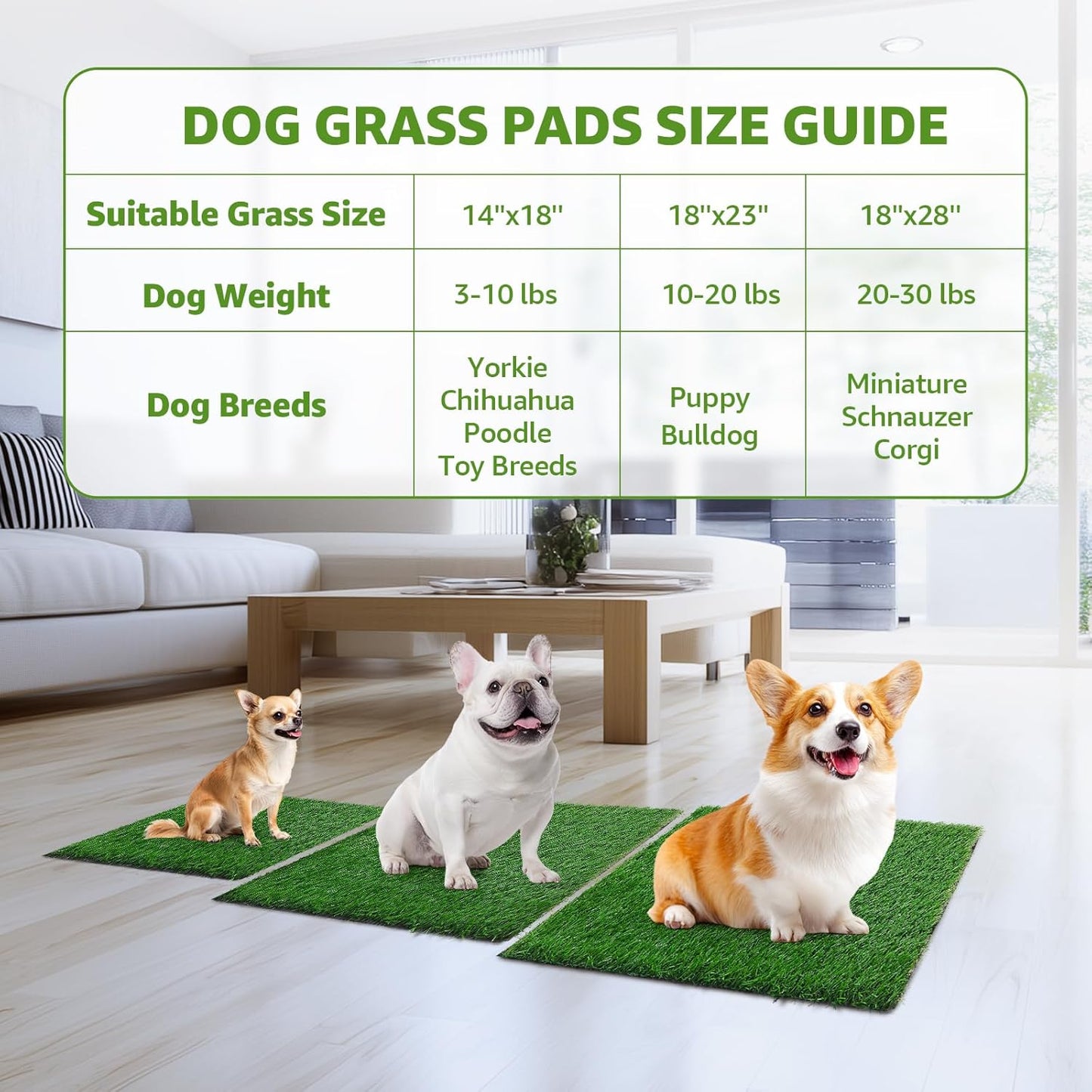 LOOBANI Dog Grass Pee Pads, Artificial Dog Grass Pads for Potty Tray, Fake Grass for Dogs to Pee On, Outdoor Indoor Pee Grass for Dog Potty(14*18 inch)