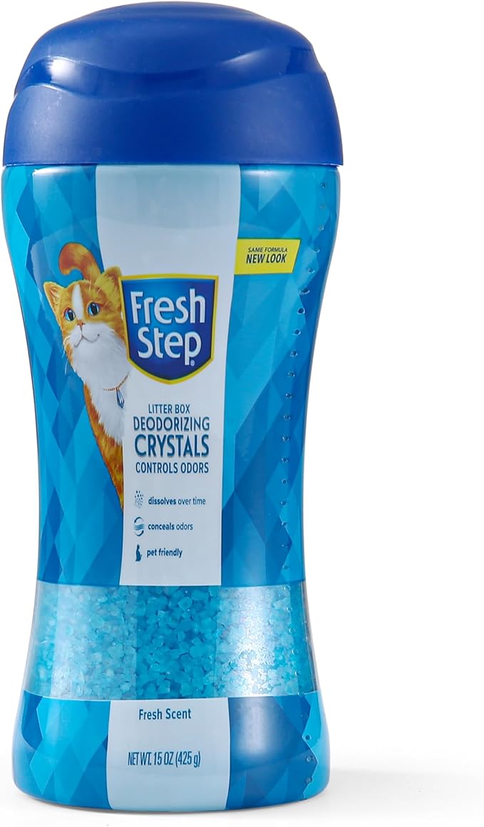 Fresh Step Cat Litter Crystals in Fresh Scent - Cat Litter Box Deodorizer - Combats Odors and Neutralizes Smells to Keep Your Home Clean, 15 Ounce - 3 Pack