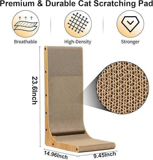 L Shape Cat Scratcher, 23.6 Inch Cat Scratchers for Indoor Cats, Protecting Furniture Cat Scratch Pad, Cardboard Cat Scratching with Ball Toy - 6Pack