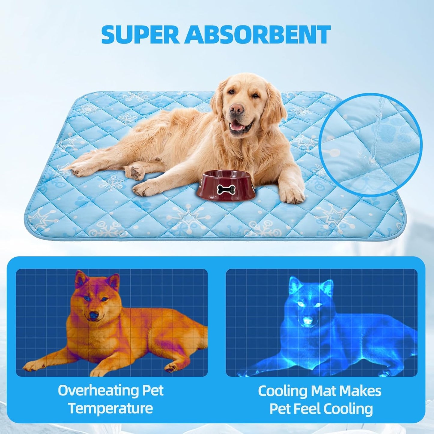 Homimp Dog Cooling Mat, 19.5" x 27.5" Thicken Self-Cooling Mat for Dog&Cat,Internal Waterproof& Endothermic,Washable Pet Ice Cool Pad Blanket,Pet Sleeping Pad for Indoor Outdoor in Summer, Non-Toxic