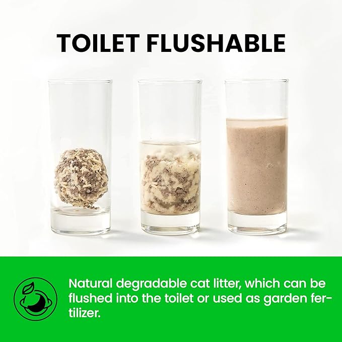 FUKUMARU Tofu Cat Litter, 16 LB Dust Free Clumping Cat Litter Pellets, 100% Natural Ingredients, Lightweight, Flushable, Ultra Absorbent, Low Tracking, Odor Control, Apple Wood Pellets (8lb x 2 Bags)