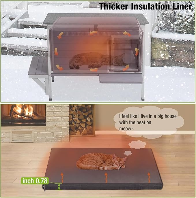 GUTINNEEN Insulated Outdoor Cat House for Winter Feral Cat Shelter Weatherproof Expandable
