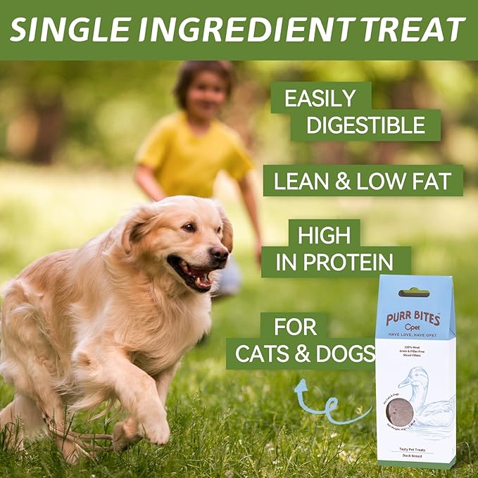 OPET Freeze Dried Duck Cat Treats, Single Ingredient Grain Free High Protein Pet Food for Cats and Dogs, Healthy Training Snacks，Freeze Dried Duck Breast Sliced Fillets (Duck Breast, 1.48 Ounce)