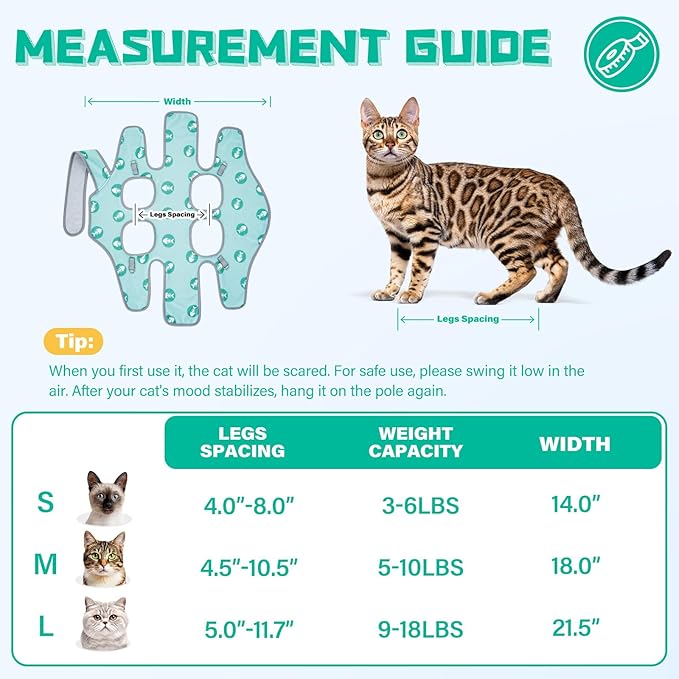 Supet Cat Grooming Hammock, Self-Adherent Cat Wrap for Cutting Nails, Anti-Escape Calming Wrap for Medicine, Nail Clipping, Teeth Brushing, Ear Cleaning