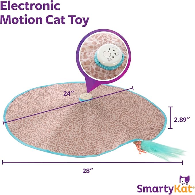SmartyKat Hidden Hijinks Toy for Indoor Cats & Kittens, Electronic Interactive Motion Toy, Featuring Teaser Wand, Plus Replaceable Batteries Included