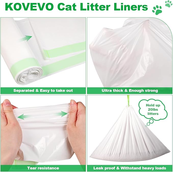100 Pack Litter Box Liners Large - Extra Thick Jumbo Cat Litter Bags, 36"x19" Drawstring Large Cat Litter Liners for Litter Boxes, Easy Clean Up Kitty Litter Liner XL