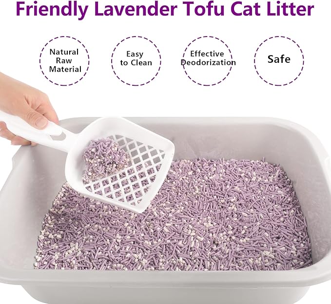 Tofu Cat Litter, Dust-Free Kitty Litter, Fast Drying, Ultra Absorbent Clumping Cat Pellets, Lavender Odor Control, Less Scattering, Dust-Free Mixed Tofu.