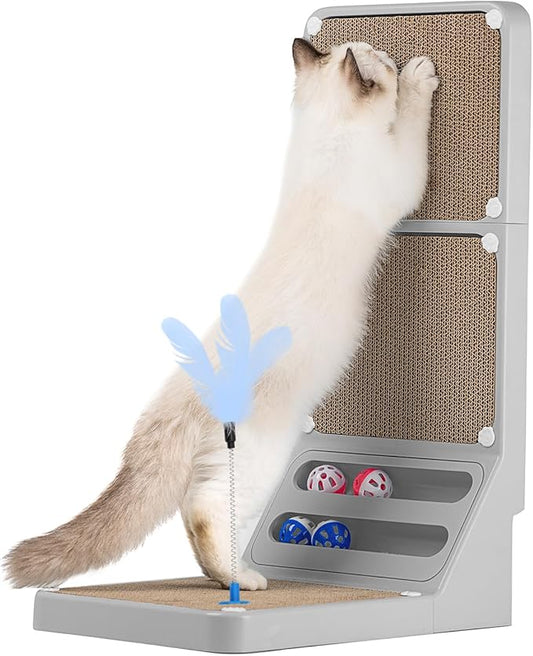 Cat Scratching Board Kitten Scratching Ball Wall Scratchers for Indoor Cats L Shaped Cat Scratcher Cats with Scratcher Pads Grey