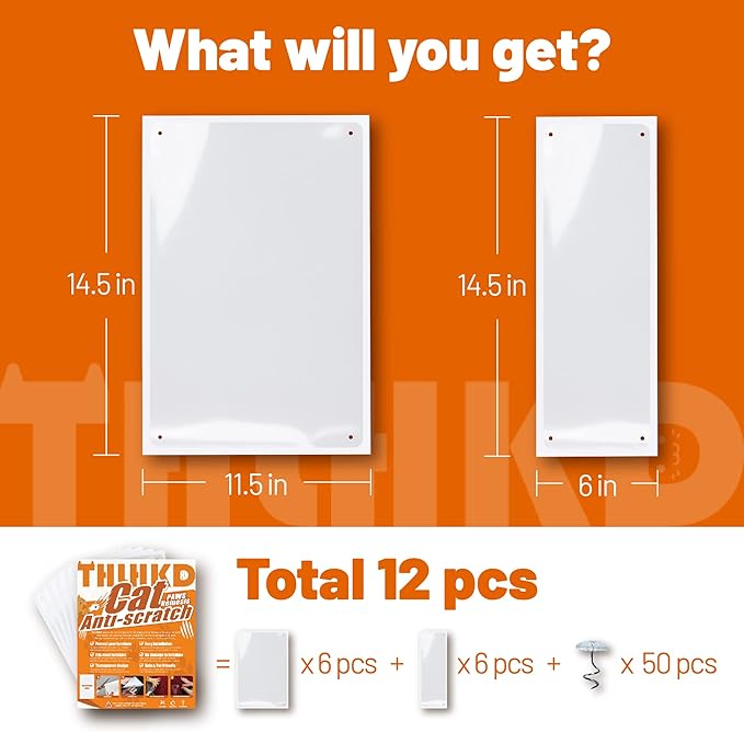 Cat Scratch Furniture Protector: 12 Pcs Couch Protectors Tape from Cats Claws Scratching Single Sided Clear Sticky Sheets Proof Clawing Sofa Corner Protection Cover Anti Scratch for Furniture