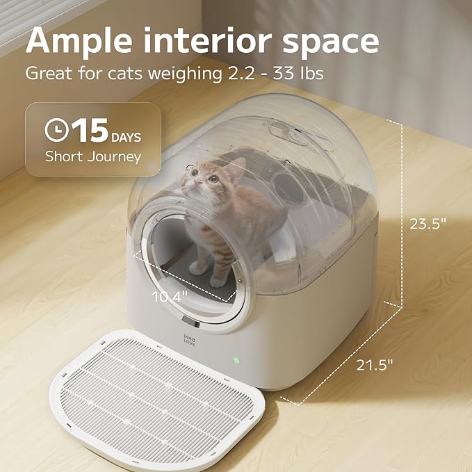 Self-Cleaning Litter Box Automatic Electronic Hands-Free Smart Robot self Cleaning Litter Box - Large 60L Capacity, Safe Anti-Pinch,with Deodorizer and Liner,for Multiple Cats (Grey Pro)