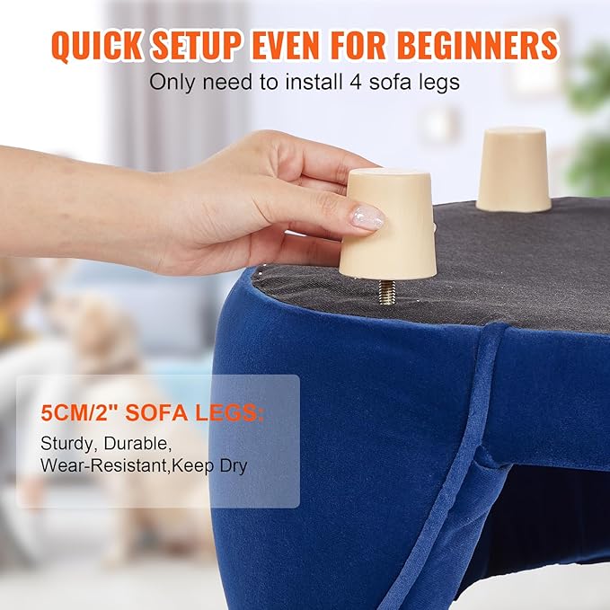 VEVOR Dog Bed, Dog Couch for Small Dogs and Cats, Soft Velvety Pet Sofa and Chair, 35 lbs Load Capacity, Blue