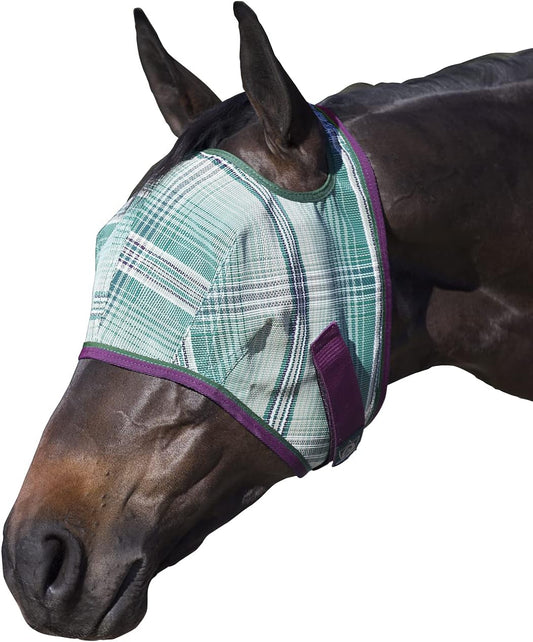 Kensington Fly Mask Web Trim Protects Horses Face and Eyes from Bites and Sun Rays While Allowing Full Visibility Ears and Forelock Able to Come Through The Mask, XXL-Draft, Imperial Jade