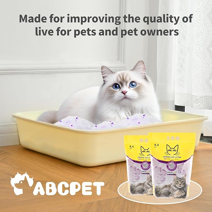 Cat Litter Crystals No Clumping Odor Control Kitty Litter Non-Clumping No scooping Low Dust, Low Tracking, Dehydrates Waste Lavender - 25.8 lbs (6 x 4.3 lb Packs)