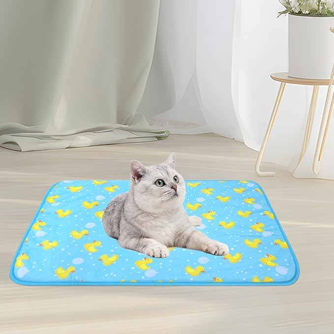 NACOCO Summer Pet Cooling Mat - Cat Dog Cushion Pad Sleeping Cool Ducks Comfortable Soft for Pets Kids and Adults (Blue Duck, M)