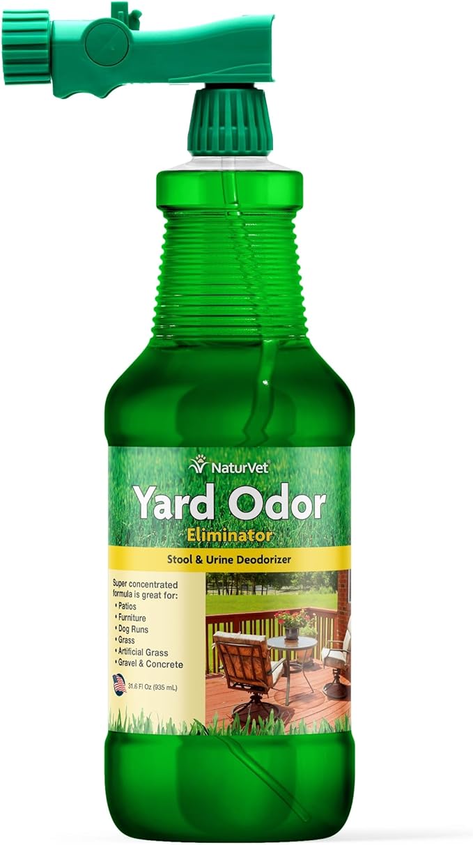 NaturVet – Yard Odor Eliminator – Eliminate Stool and Urine Odors from Lawn and Yard – Designed for Use on Grass, Plants, Patios, Gravel, Concrete & More – 31.6 oz Ready-to-Use with Nozzle