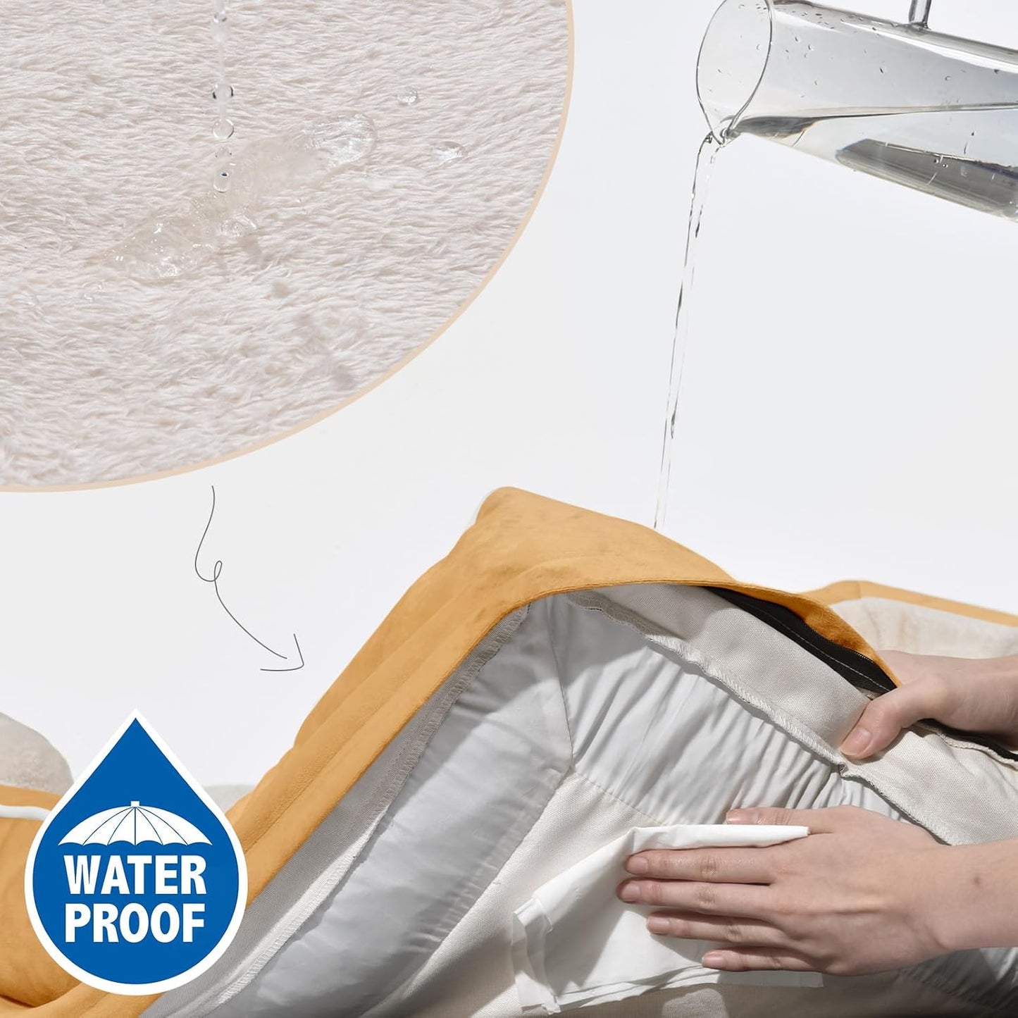 Comfort Expression XXL Orthopedic Dog Bed, Waterproof Dog Beds for Extra Large Dogs, Washable Pet Sofa Couch with Removable Cover & Non-Slip Bottom(XX-Large,Khaki)