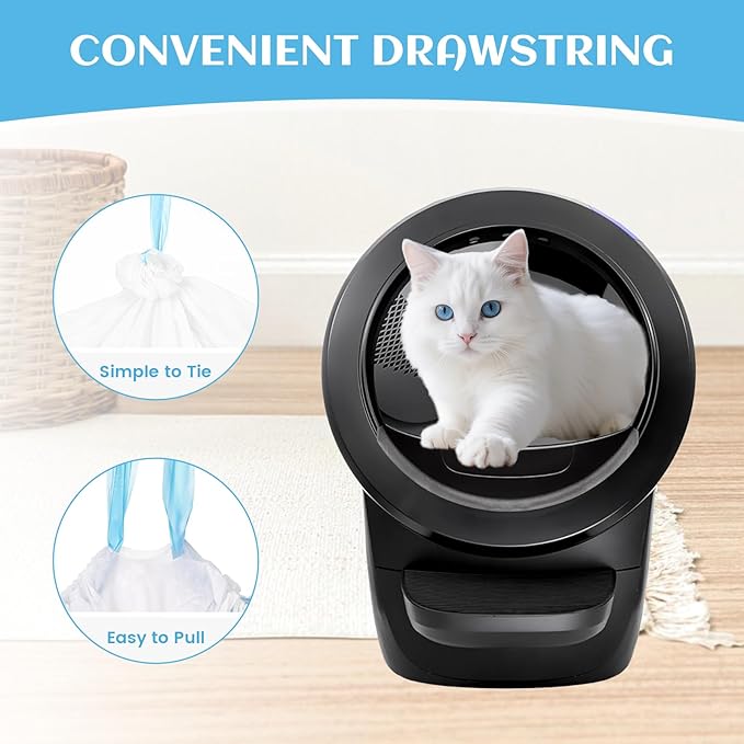 120 Count Self-Cleaning Cat Litter Box Liners Bag Compatible with Litter-Robot 3/4, Heavy Duty Thick Drawstring Replacement Cat Litter Bags for Litter-Robot 3/4 Self Cleaning Litter Box Bags 25 * 15"