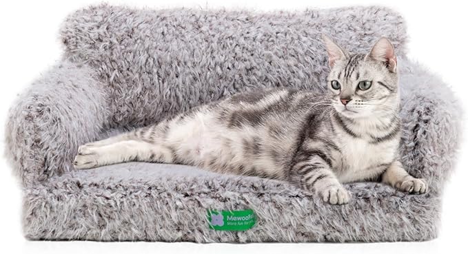 MEWOOFUN Cat Bed for Indoor Cats Dog Bed Medium Small Dog Bed Cat Sofa Cat Dog Couch Orthopedic, Egg- Foam Pet Bed with Removable Washable Cover and Non-Slip Bottom(Medium, Brown)