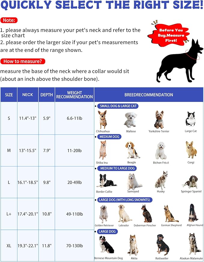 Soft Dog Cone Collar After Surgery Alternative for Dogs to Stop Licking, Comfy Collars for Large/Medium/Small Pet/Cat, Comfortable Elizabethan Neuter Recovery E Cones of Shame Neck & Head Ecollars