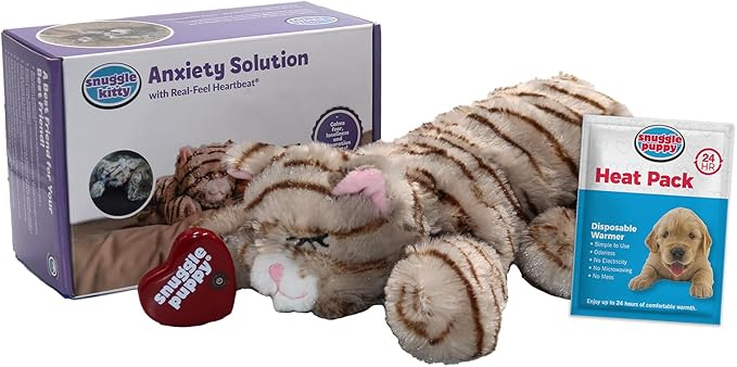 Snuggle Kitty Heartbeat Plush Cat Toy by Snuggle Puppy - Cat Calming Toy and Anxiety Relief for All Breed Sizes