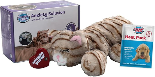 Snuggle Kitty Heartbeat Plush Cat Toy by Snuggle Puppy - Cat Calming Toy and Anxiety Relief for All Breed Sizes