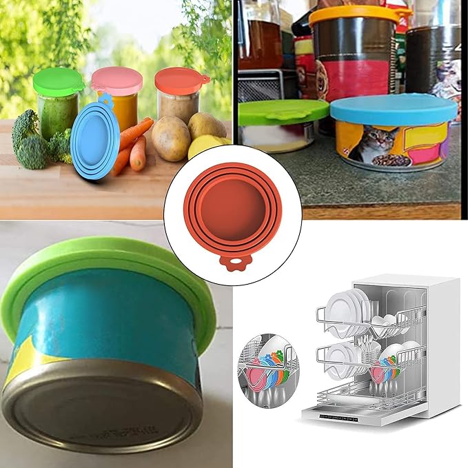 WANBAO 6 Pcs Food Can Lids Pet Can Covers for All Standard Size Dog and Cat Food Can Lids, Mix Color Light Blue, Light Green