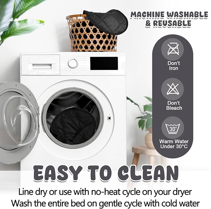 2 Pcs Cat Heating Pad Round 16 Inch Self Heating Cat Mat Washable Heated Bed Anti Slip Warming Pad Pet Bed Mat for Kennel Dog Crate Indoor Outdoor(Black,16 Inch)