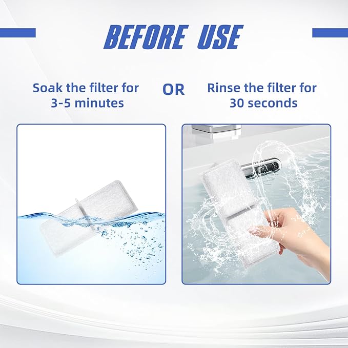 Stainless Steel Cat Water Fountain Filter Replacement (6 Filters & 3 Sponges)