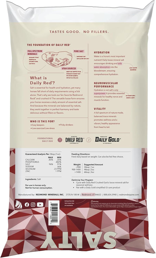 Daily Red Crushed Loose Minerals | Mineral Salt + Electrolyte Supplement for Horses (25LB Refill Bag)