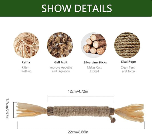 6 PCS Silvervine Sticks for Cats - Natural Cat Chew Toys for Teeth Cleaning, Kitten Teething & Aggressive Chewers