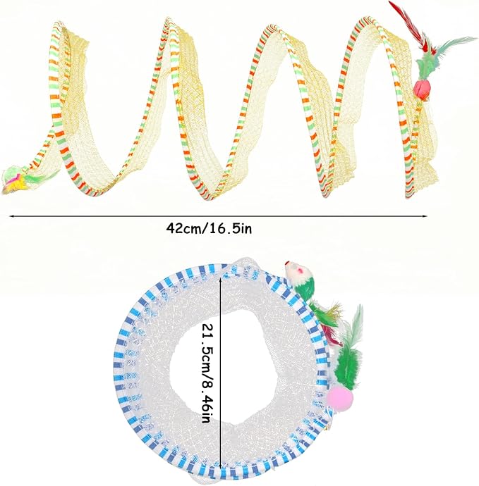 2-Pack Large Cat Tunnel Beds - Indoor & Outdoor, Interactive Spring Toys for Cats & Kittens