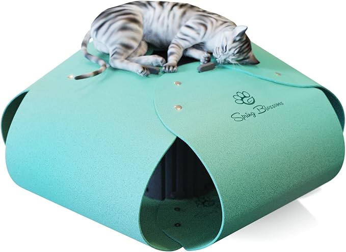 Spring Blossoms Cat Tunnel, Cat Cave for Indoor Cats Bed,Scratch Resistant Cat Toys for Medium Large Cats Hide and Seek Toy (Sky Cyan)