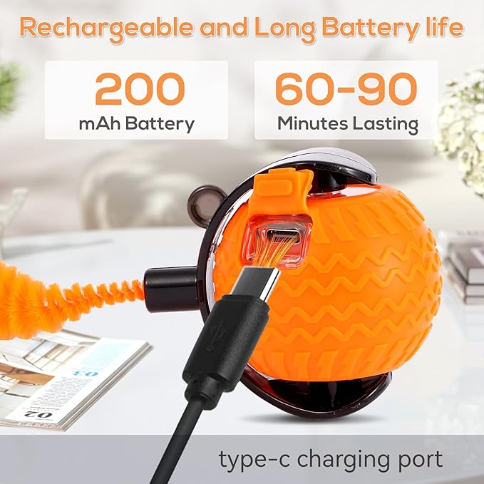 Interactive Cat Toys Indoor,Automatic Moving Pet Cats Ball,Chaseing Hunting Toy for Kitten, Cat Mouse Tail Toy,3 Stimulating Modes and USB Recharge(2 Tails) Orange