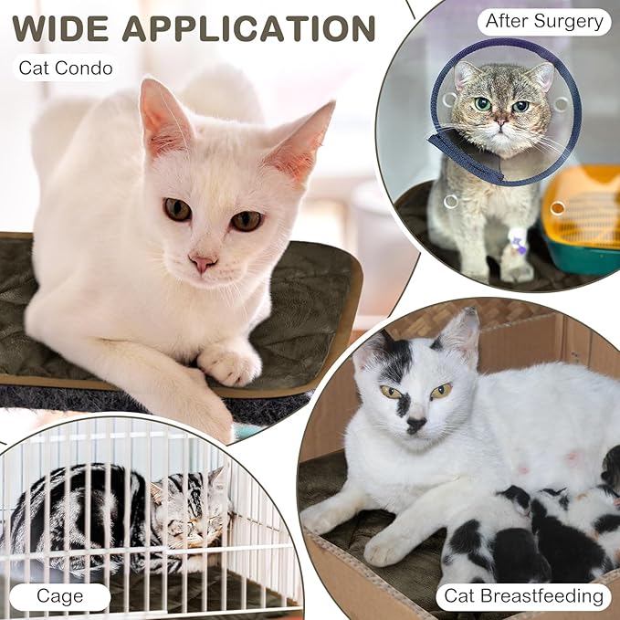 2 Pack Self Heating Cat Mat Self Warming Pet Pads Washable Kennel Mat Dog Crate Pad Reflects Body Heat Non Skid Cat Thermal Pads for Puppy Indoor Outdoor(Brown,16 x 20 Inches)