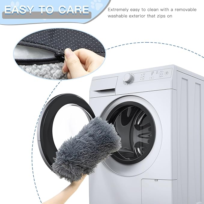 Cat Couch Bed - Cat Bed for Indoor Cats, Calming Pet Sofa Puppy Sleeping Bed with Removable Washable Cover, Cute Dog Couch and Kitty Lounge Chair for 18lbs Cats & Small Dogs(Plush Dark Gray)