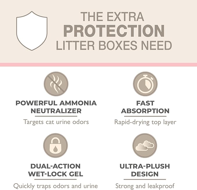 Four Paws Wee-Wee Cat Pee Pads, Disposable Litter Box Mats, Advanced Multi-Cat Odor Control, Fast Absorption Cat Box Pee Pads for Litter Tracking, 28" x 30", Unscented, 10 Count