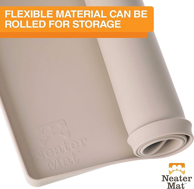 Neater Pet Brands Neater Mat - Waterproof Silicone Pet Bowls Mat - Protect Floors from Food & Water (19" x 12", Cappuccino)