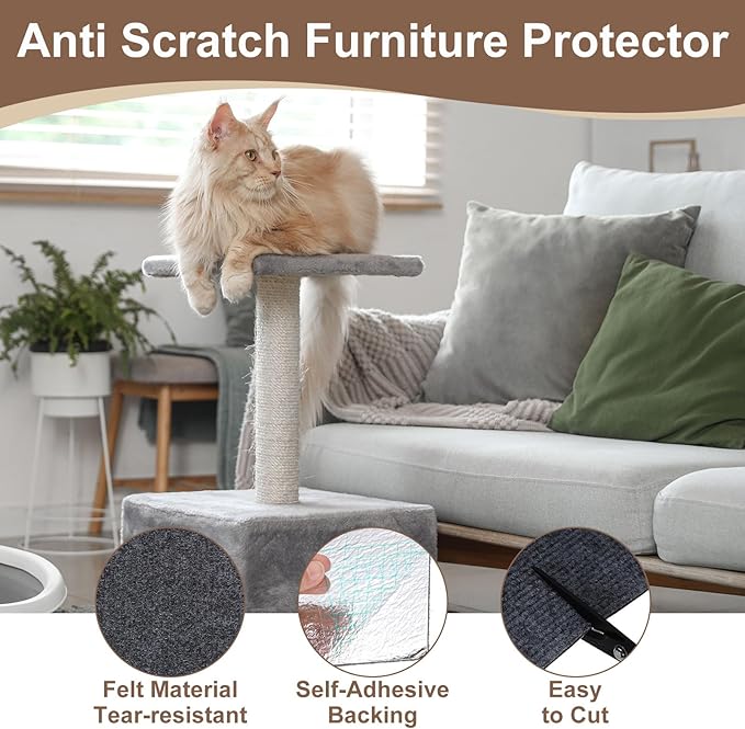 uxcell Self-Adhesive Cat Scratching Mat, 1 Roll 78.7" x 15.8" Couch Protector from Cat Claws for DIY Sofa, Wall, Doors, Cut Anti Cat Scratch Pad Carpet Mat, Dark Gray