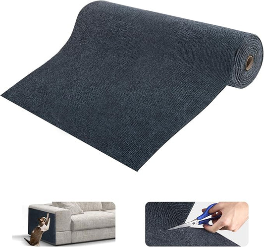 Uranshin Cat Scratch Mat, Trimmable Self-Adhesive Furniture Protector, Scratching Post Carpet 78.7"x15.8" Couch Protector From Claws (Dark Grey)