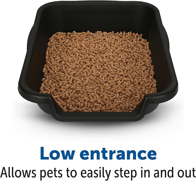 KittyGoHere Senior Cat Litter Box, Small Size, Black, Pet Safe Kitty Litter Box, Low 3" Entry, Lots More Room for Your Cats Comfort - Includes 1 Kitty Pan & 1 Curved Pet Scoop