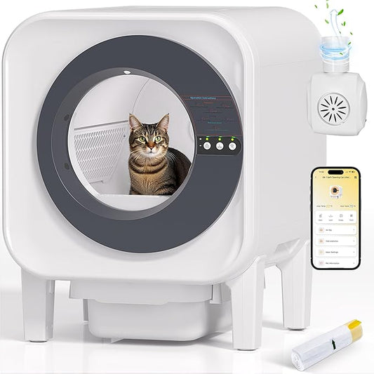 Automatic Cat Litter Box Self Cleaning for Cats | Self Cleaning Litter Box 75L Large Capacity with App Control, Safety Protection, Odor-Free Waste Disposal, Compatible with Multi Cats