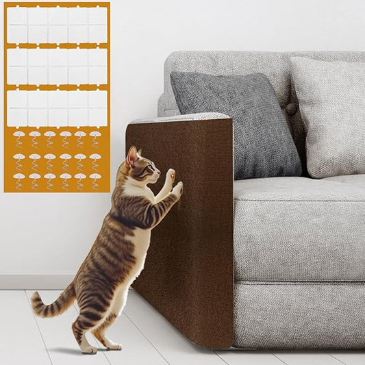 Cat Scratching Mat Self-Adhesive, 118"x15.8" Trimmable Cat Scratch Furniture Protector, Durable Cat Scratch Pad for Couches, Cat Trees, Walls, Easy to Install for Cat Owners