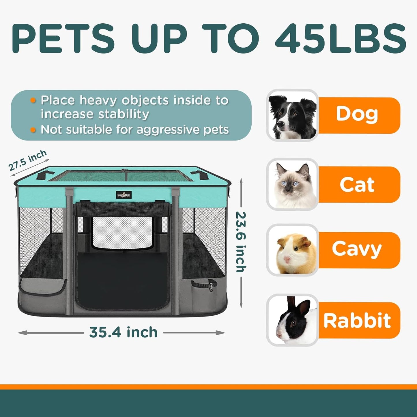 Pet Playpen, Foldable Waterproof Puppy Tent, Portable Cat Playpen, Dog Kennel, Breathable Mesh Crate, Play Pen with Carrying Case, Kitten Pennel, Indoor OutdoorTravel Camping for Small Animal.