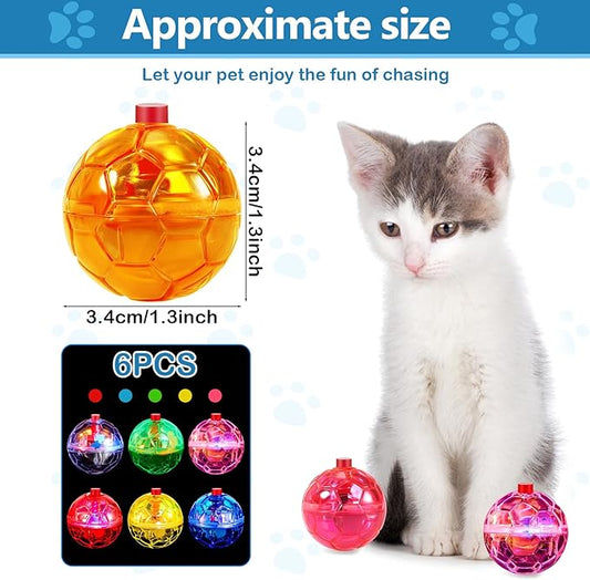 Sratte 6 Pieces Ghost Hunting Cat Ball Activated Cat Toy Motion LED Light Pet Balls Motion Dog Interactive Pet Toys Glowing Mini Running Exercise Supplies for Animals Activity (Bright Color)