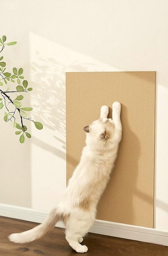 78.7"x15.8" Cat Scratching Carpet Mat Furniture Protector, Covering DIY Cat Tower,and Replacement Pads, Self-Adhesive Trimmable Mat (Khaki)