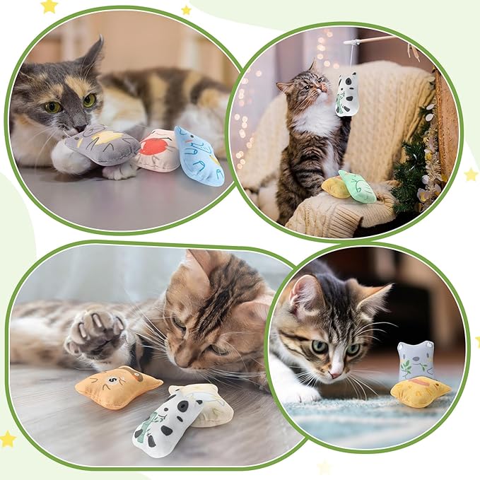 Gejoy 20 Pieces Catnip Toys for Indoor Cat Plush Cat Chew Toys Kitten Catnip Kitten Entertaining Interactive Dolls (Charming)